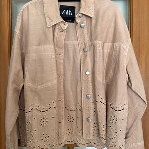 Zara Pink Women's Jacket with Eyelet Detailing